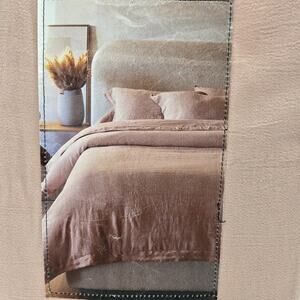 3-pc PiuBelle Linen Blend QUEEN Size Duvet Cover Set Light Peach Shabby Chic NEW